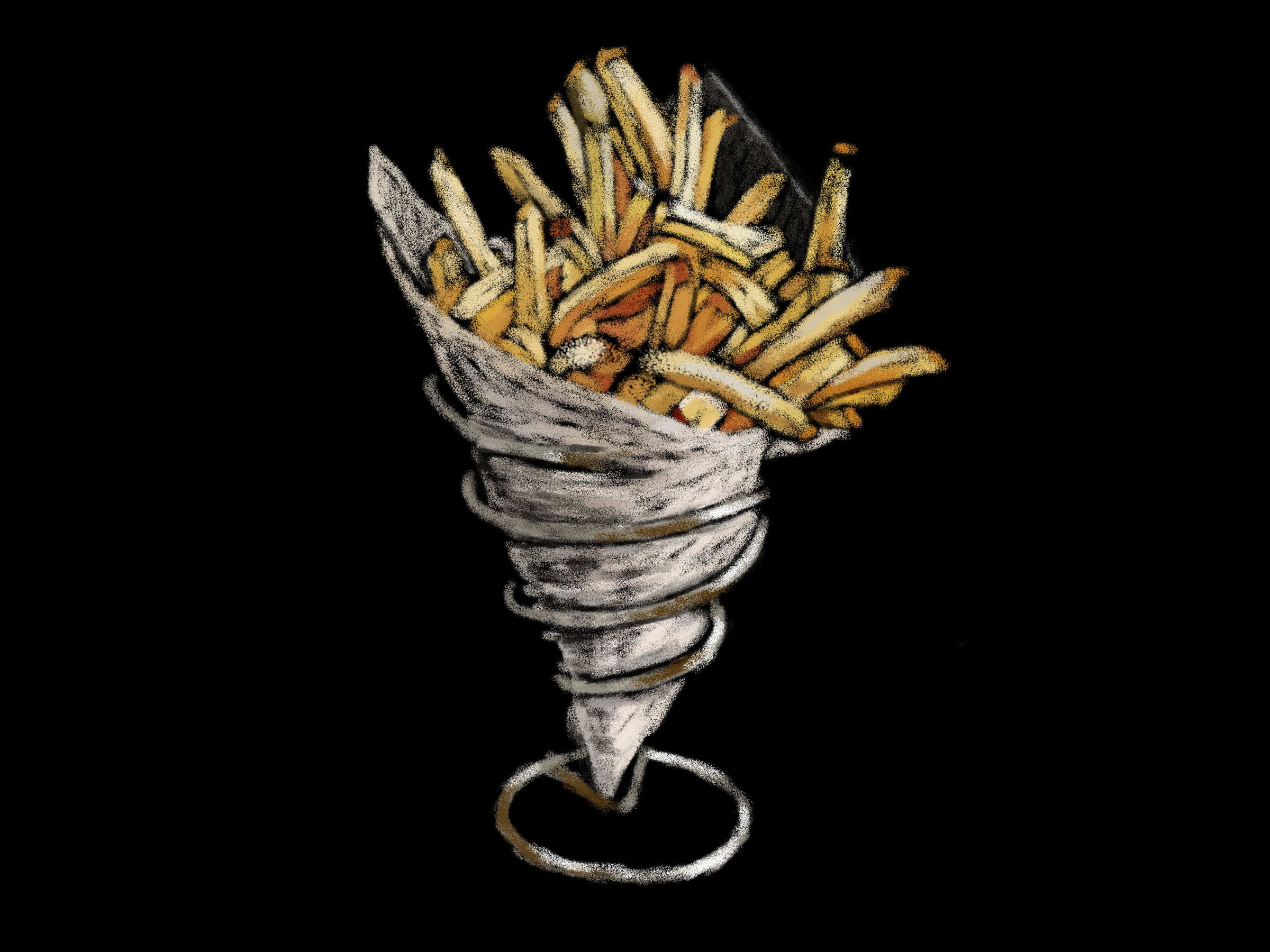 Chalk Drawing of French Fries